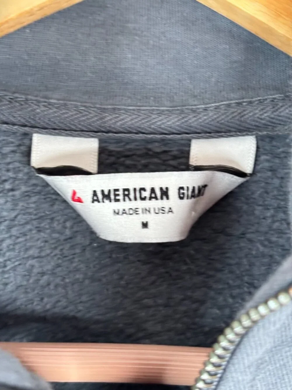 American Giant Womens Moto Full Zip Track Jacket Medium M Iron Grey Heavyweight